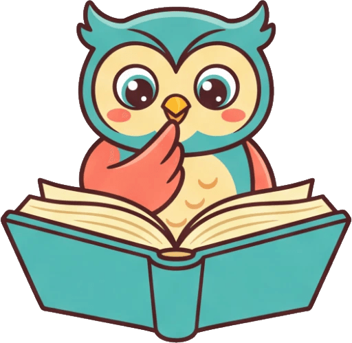 Kavi, the KAVI owl, thinking with a finger to its beak